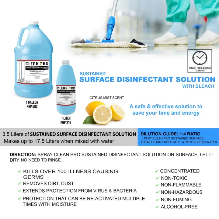 Clean Pro Sustained Surface Disinfectant Solution 1 Gallon | Lazada PH