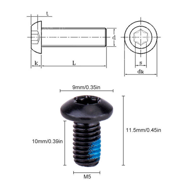 ztto-12ชิ้น-mtb-จักรยานสีลื่นแผ่นสกรูจักรยาน-m5x10mm-ดิสก์เบรกโรเตอร์น็อต-t25-t-orx-สกรูอุปกรณ์จักรยานเสือภูเขา