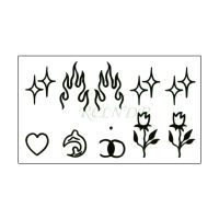 【YF】 Waterproof Temporary Tattoo Sticker Flame Love Heart Flower Star Element Body Art Fake Tatto Flash Tatoo for Men Women