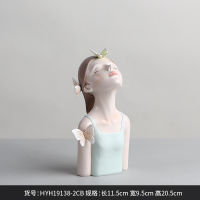 2021NORTHEUINS Butterfly Girl Resin Sculpture Character Model Vase Modern Storage Statues Home Living Room Desktop Decor Accessories