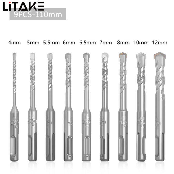 9 Piece Hammer Drill Bit Set Fast Drilling Speed Quick Change SDS