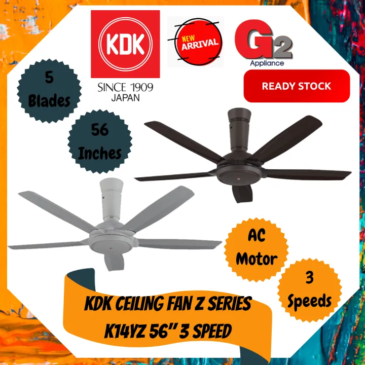 KDK CEILING FAN Z SERIES K14YZ 56" 3 SPEED [READY STOCK] Lazada