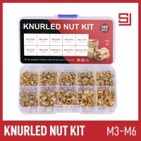 SJ 200/395 Pcs M3 M4 M5 M6 Brass Knurled Inset Nuts Set Female Copper Thread Hot Melt Embedment Nuts Kit Tool Accessories Set