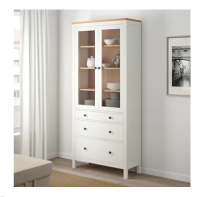 Glass-door cabinet with 3 drawers, 90x198 cm.