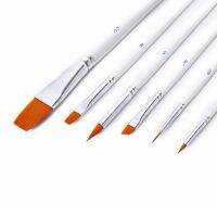 6 pcs/set Hot single item nylon Paint Brush Hair white rod multi-function brush gouache watercolor oil Manicure brush set Artist Brushes Tools