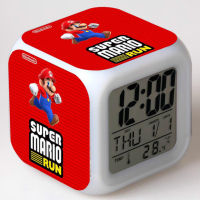 นาฬิกาดิจิตอลการ์ตูนนาฬิกาปลุกเด็ก Super Mario Bros ไฟปลุก Led นาฬิกา Reloj ตาราง Reveil โต๊ะ Wekker