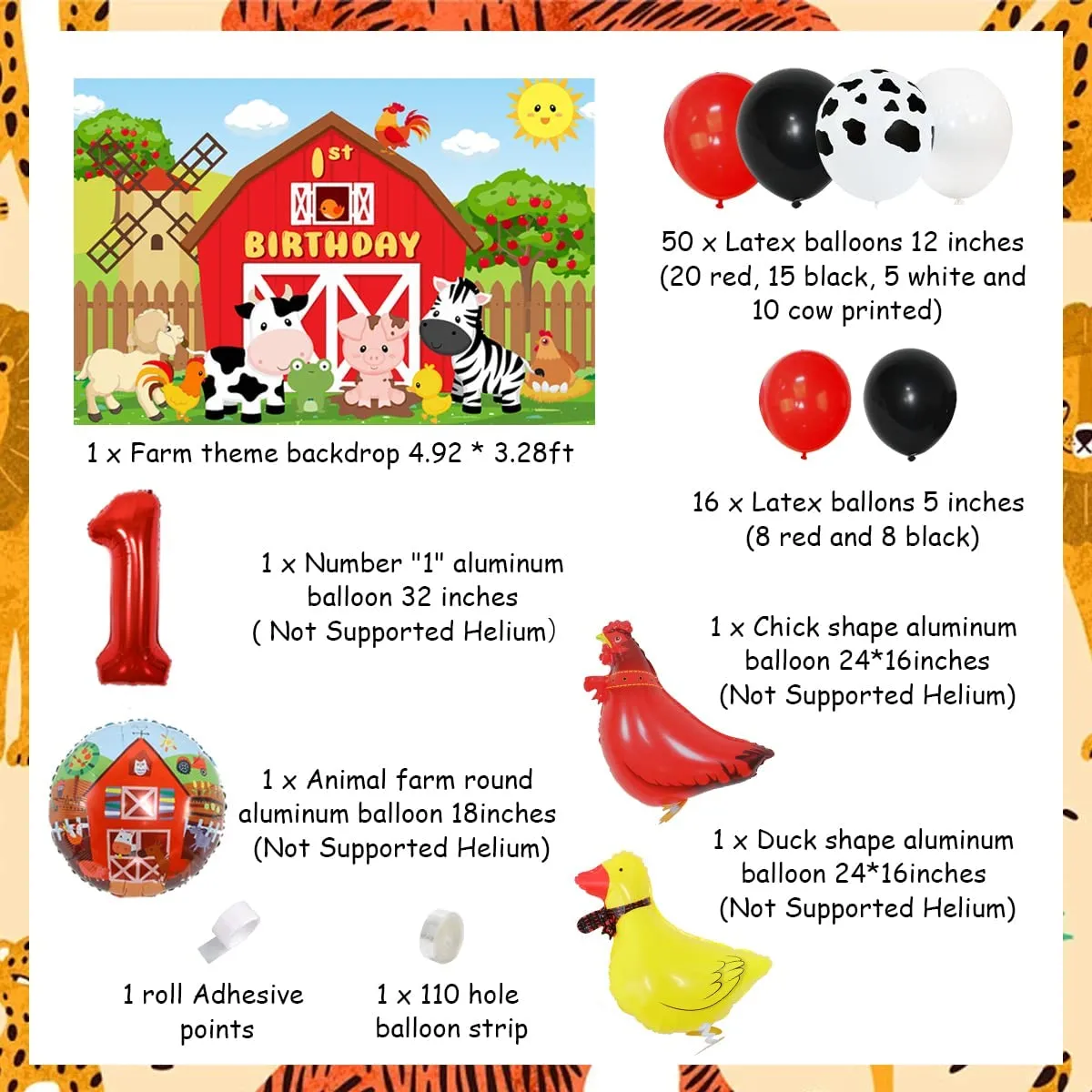SURSURPRISE Cow 1st Farm Birthday Party Decorations Supplies Boys Girls Farm Animals Balloon Garland for 1st Farm Barn Animal Backdrop with Walking Chick Duck Foil Balloons for Barnyard Farm First Theme Birthday | SURSURPRISE Cow 1st Farm Birthday Party Decorations Supplies Boys Girls Farm Animals Balloon Garland for 1st Farm Barn Animal Backdrop with Walking Chick Duck Foil Balloons for Barnyard Farm First Theme Birthday |