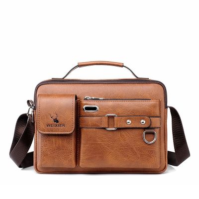 Fashion Mens Shoulder Bag Portable PU Leather Handbag Business Briefcase Travel Man Crossbody Bags Brand Qualit Men Bag