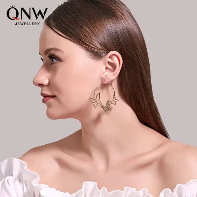 [COD] European and new earrings retro exaggerated butterfly female temperament hollow
