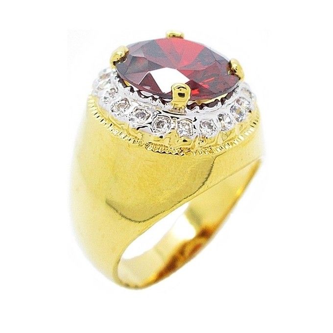 แหวนผู้ชาย-แหวนพลอยแดง-เพชร-cz-ชุบทอง-ชุบทองแท้-ชุบทอง-24k-บริการเก็บเงินปลายทาง