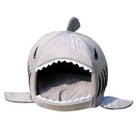 shark shape pet dog cat nest with pad