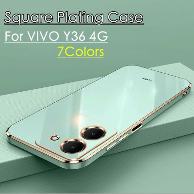 Y36เคสสำหรับ Vivo 4G เคสกันกระแทกมือถือฝาหลังกรอบโทรศัพท์เทอร์โม TPU VivoY36ชุบหรูหราขอบตรงนุ่มยืดหยุ่นทั้งหมด