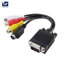 ME【Fast Delivery】VGA To S-Video Terminal Adapter Cable AV Converter Audio Video Adapter Lotus Head 3RCA