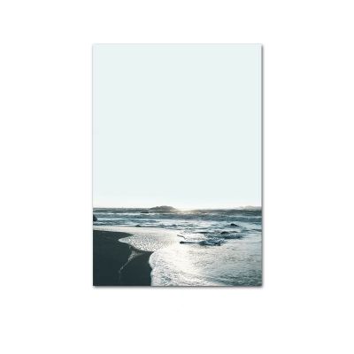 การตกแต่งแบบนอร์ดิกศิลปะบนผนังโปสเตอร์และภาพพิมพ์คลื่นทะเลชายหาดมหาสมุทรภาพวาดผ้าใบทันสมัย69F 0717