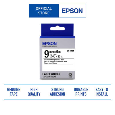Epson LK-3WBN 9MM BLACK ON WHITE TAPE (เทปพิมพ์อักษร)