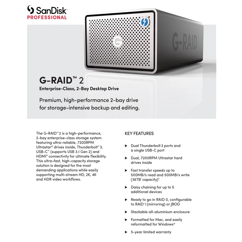 SanDisk Professional SDPH62H-008T-SBAAD G-RAID 8TB 売上げNo.1 パソコン・PC周辺機器 