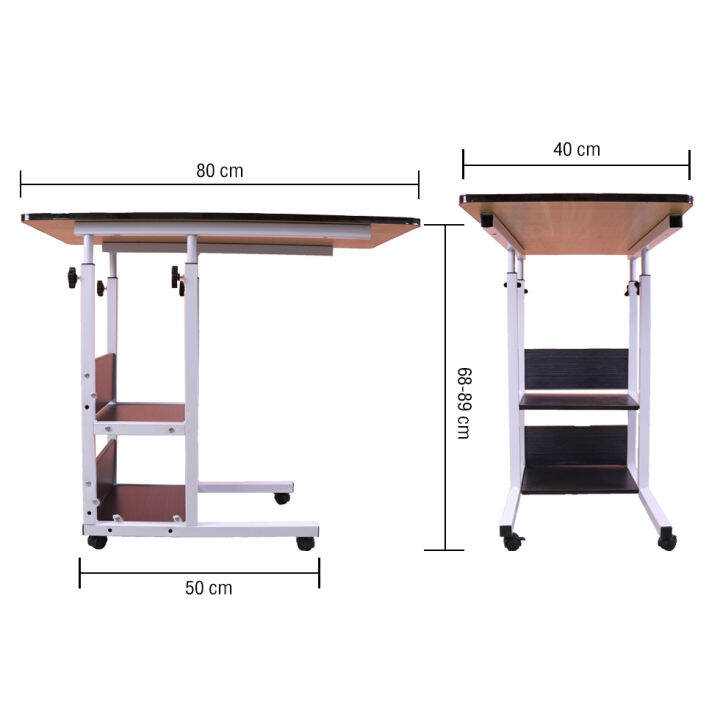 โต๊ะคอมข้างเตียงแบบมีชั้นวาง-โต๊ะคอมพิวเตอร์-ปรับระดับได้-มีล้อ-60x40-cm-เลื่อนทำงานบนที่นอนได้สะดวก-อ่านให้ละเอียดก่อนสั่ง