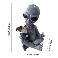 Grey Unique Alien Gnome Ornament Resin ET Decorative Figurines Gnome Dwarf Statue Crafts Christmas Garden Desk Decoration Home Decor