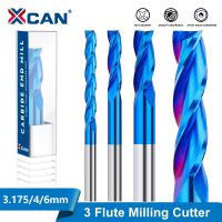 XCAN 3.175 4 6mm Shank Spiral Router Bit 3 Flute Flat End Mill Carbide Endmill Super Coated CNC Milling Cutter สําหรับงานไม้