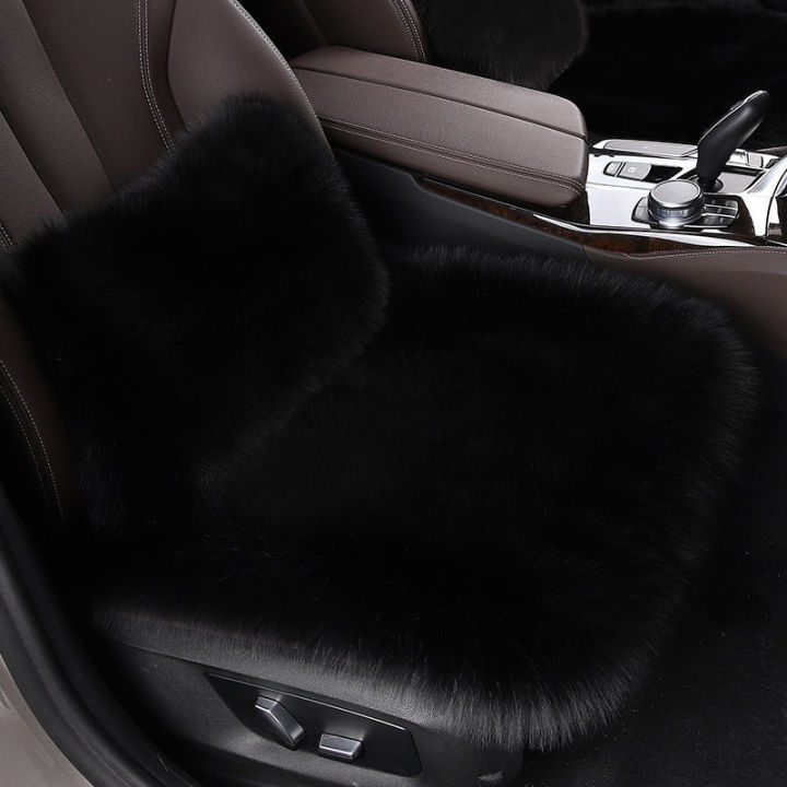 ชุดเบาะรองนั่งผ้าวูลเบาะรองนั่งแบบนุ่มหนาสำหรับเบาะรองนั่งในรถยนต์-ชุดสามชิ้นให้ความอบอุ่นสำหรับกันลื่นเบาะรถยนต์ฤดูหนาว