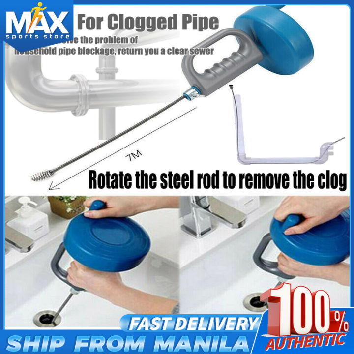 Drain Auger Hair Clog Remover Sink Snake Drain Snake Toilet Cleaning Tool  Rotate