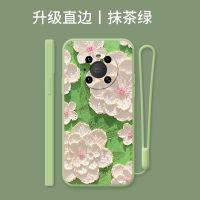 สีเขียวและดอกบัวสีขาวเหมาะสำหรับ Huawei Mate40pro เคสโทรศัพท์มือถือ Mate30ของเหลว20ซิลิโคน P40pro ภาพสีน้ำมันศิลปะ Nova8แฟชั่น7se ผู้หญิงรุ่น6/5G ซิลิโคนเหลวนิ่มกันตกรู้สึกเป็นมิตรต่อผิวขอบตรง