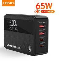 LDNIO 65W เครื่องชาร์จ ที่ชาร์จ USB-C QC3.0 PD สมาร์ทเดสก์ท็อป ที่ชาร์จติดผนังแบบชาร์จเร็ว Travel Charger US Plug Wall Charger