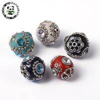 【CW】❅⊕  Pandahall 5pcs 20mm Round Indonesia Beads with Core Loose Bead for Jewelry Making Necklaces