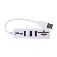 Micro USB Hub 2.0หลายพอร์ต USB Combo TF Card Reader Hub แยก USB 3พอร์ตอะแดปเตอร์ Usb สำหรับอุปกรณ์คอมพิวเตอร์