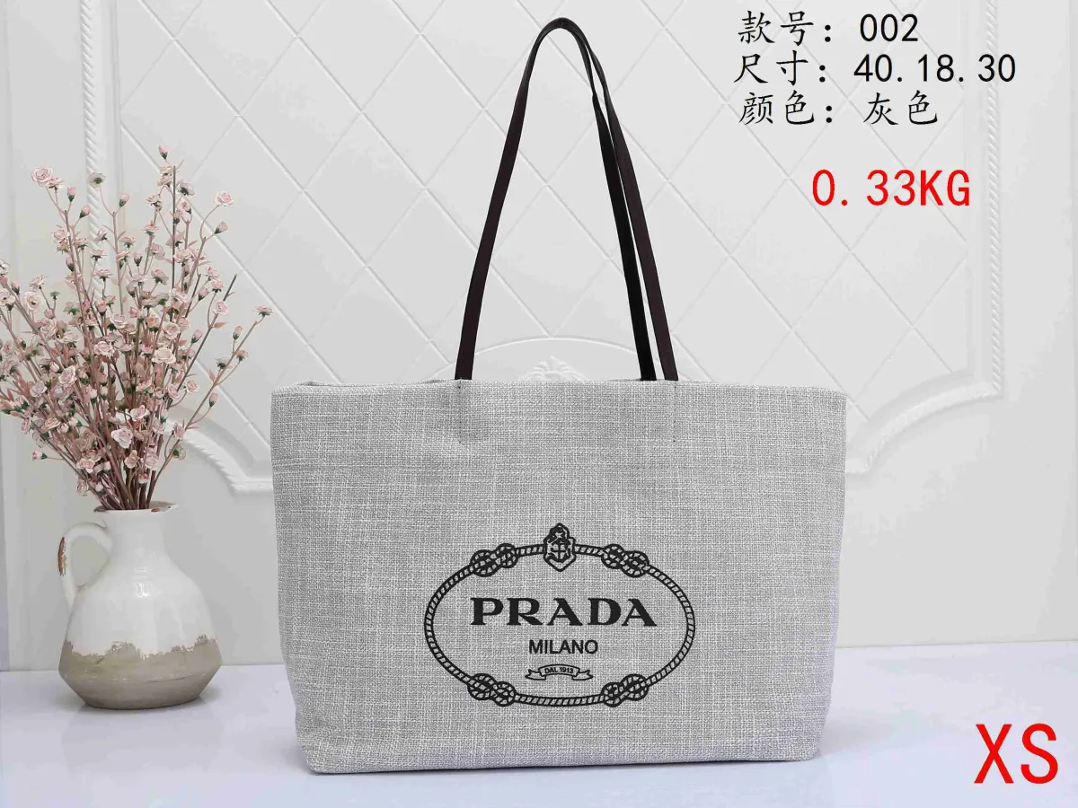 hot○Original Prada Ladies Shopping Bag Outdoor Travel Tote Bag Large  Capacity Handbag Canvas Bag All-match Shopping Bag 40*18*30CM 