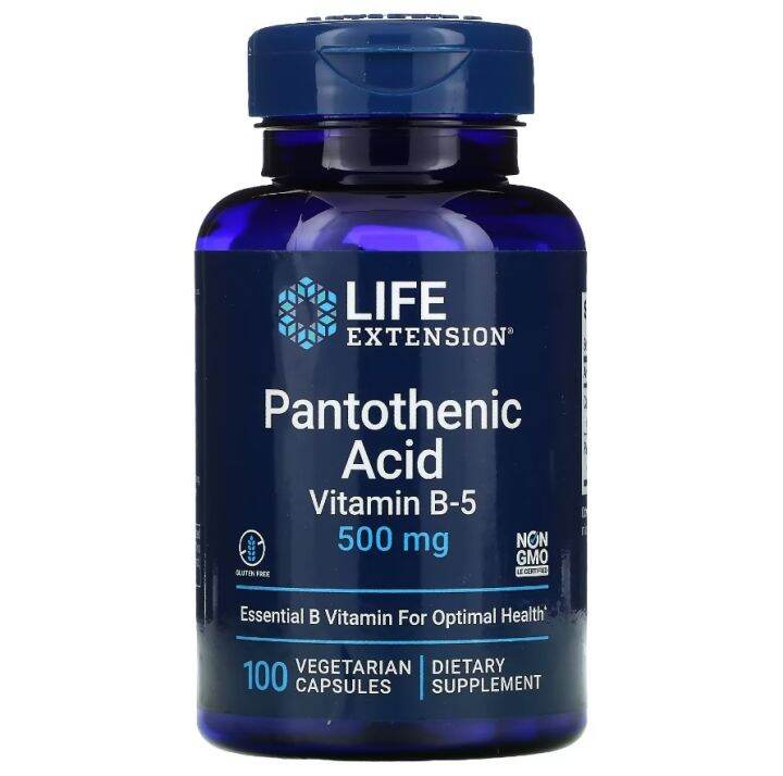 Life Extension, Pantothenic Acid, Vitamin B5, 500 mg, 100 Vegetarian