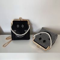 New Style Fashion Rivet Cartoon Smiley Face Messenger Bag Funny ins Western Shoulder Shell Female Temperament Travel Pearl Handbag 【AUG】