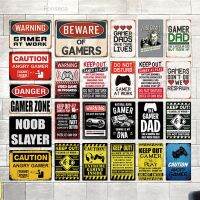 Funny Gamer ป้ายโลหะสำหรับเกมเมอร์ Retro Wall Decor สำหรับบ้าน Home Room ป้ายโลหะดีบุก Signs