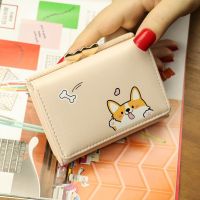 【CC】 Cartoon Wallet Small Doge Wallets Ladies Short Leather Purses Portefeuille Female Purse Clutch