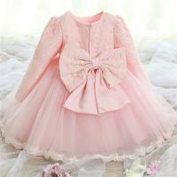 Newborn Baby Girl Long Sleeve Dress Christening Gown Princess Dress 12M 24M Infantil Party Costume 1 2 Years Old Birthday Dress