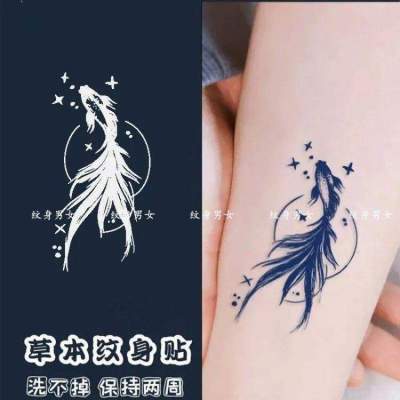 Star Ring Goldfish Koi Wrist Clavicle Herbal Juice Tattoo Sticker Herbal Waterproof Simulation Tattoo For Women
