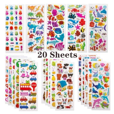 Sheets/lot Cartoon Stickers 3D Cartoons Characters Princess Random Puffy Sticker Gifts For Girls Boys Festival Party St