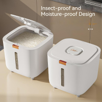 ภาชนะบรรจุในครัว Grid Grain Rice Dispenser Sealed Cereal Separate Bucket Insect-Proof Moisture-Proof Rice Food Storage