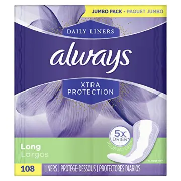 Always Xtra Protection Dailies Feminine Panty Liners for Women, Extra Long,  368 Count, Unscented (92 Count, Pack of 4 - 368 Count Total)