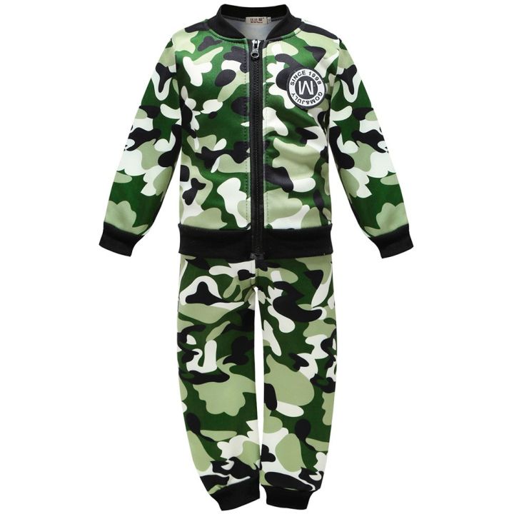 กองทัพเด็กเสื้อผ้าชุดฤดูใบไม้ร่วงบวกกำมะหยี่ลายพรางพิมพ์ซิปสบาย-ๆ-เด็กแจ็คเก็ตและกางเกงเด็กชุดกีฬาเสื้อผ้าเด็ก