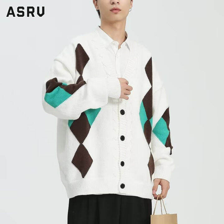 asrv-เสื้อคาร์ดิแกนชาย-เสื้อคาร์ดิแกน-ผู้ชาย-เสื้อกันหนาว-ผู้ชาย-cardigan-for-men-แจ็คเก็ตเสื้อไหมพรมถักคอวีมีฮู้ดบล็อกสีของสเว็ตเตอร์คาร์ดิกัลสำหรับผู้ชายตัดลำลอง