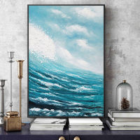 Barocco Abstract Blue Sea Hand Painted Oil Paintings Modern Landscape On Canvas Wall Art Pictures For Living Room Home Decoration