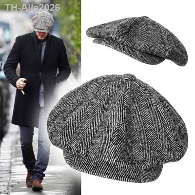 ۞♠ Wool Newsboy Cap Men Herringbone Flat Caps British Painters Hat Soft hats Octagonal BLM09