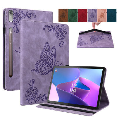 เคส TPU พับฝาเป็นฐาน2nd ลายนูนรูปผีเสื้อสำหรับ Lenovo Tab P11 Pro XiaoXin Pad Pro 2022 11.2 "TB138FC TB132FU กรอบแท็บเล็ตดอกไม้