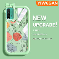 YIWESAN เคสสำหรับ Xiaomi Redmi 9T Redmi 9เคสพลังงานแบรนด์แฟชั่นสวยงามลวดลายศิลปะภาพวาดลวดลายสุดสร้างสรรค์ขอบนุ่มเคสกันกระแทกใสเนื้อนิ่มเคสโทรศัพท์ซิลิโคนเนื้อนิ่มทนทานต่อการตก