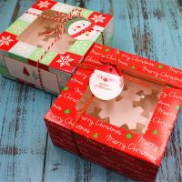 Christmas 4 Cup Cardboard Cake Boxes Cake Packaging Box Cupcake Biscuit Nougat Chocolate Candy Gift Wrapping Box