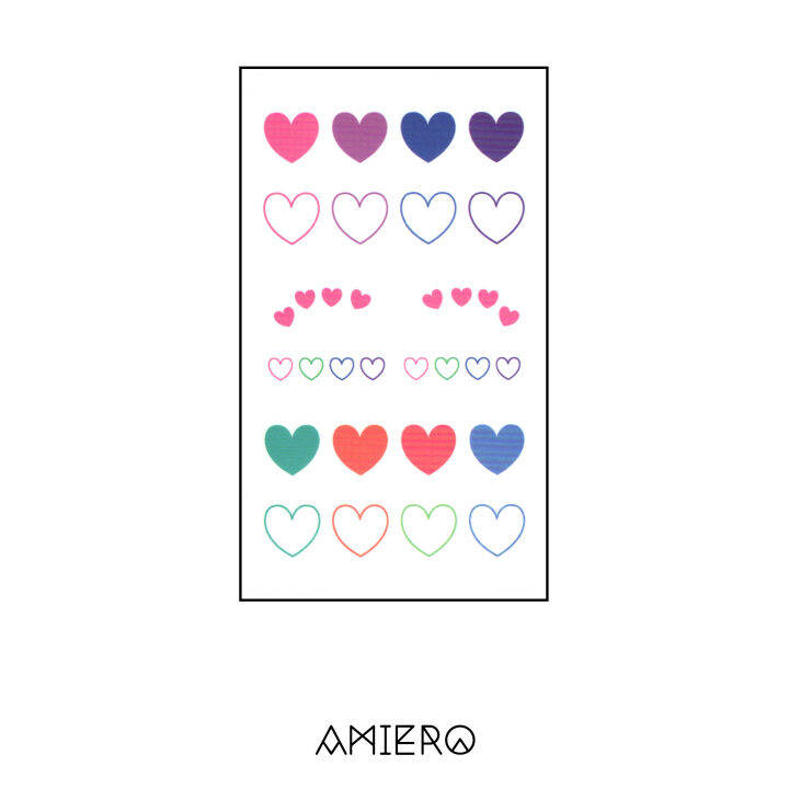 Temporary Tattoo Colorful Pastel Color Heart Shaped Lazada