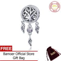 BAMOER จัดส่งฟรี100% 925เงินสเตอร์ลิงสิงหาคม Dream Catcher ลูกปัดต้นไม้ครอบครัวสร้อยข้อมือจี้สร้อยคอ DIY เครื่องประดับ SCC723