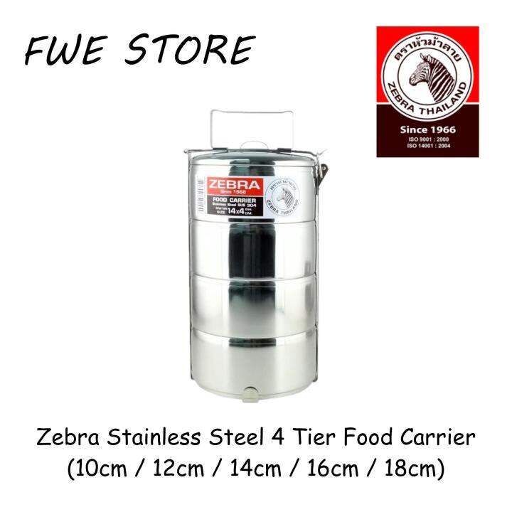 (100 Original) Zebra Thailand Stainless Steel 4 Tier Food Carrier