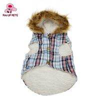 Cool British Grids Pattern Padded Warm Vest With Hoodie For s Dogs Winter Dog Clothes